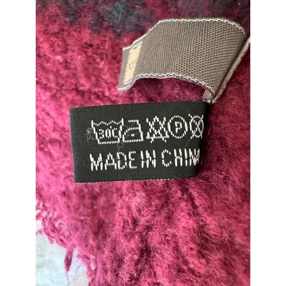 LOOK Buffalo Plaid Infinity Scarf One Size Red Neon Orange Plaid Acrylic - Picture 7 of 11